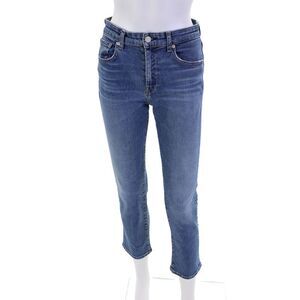 CQY Womens High Rise Medium Wash Zip Up Skinny Leg Jeans Blue Cotton Size 27